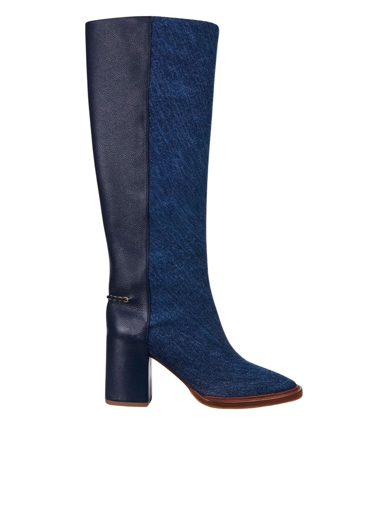 Bottes à talons Edith en cuir - Dark Navy