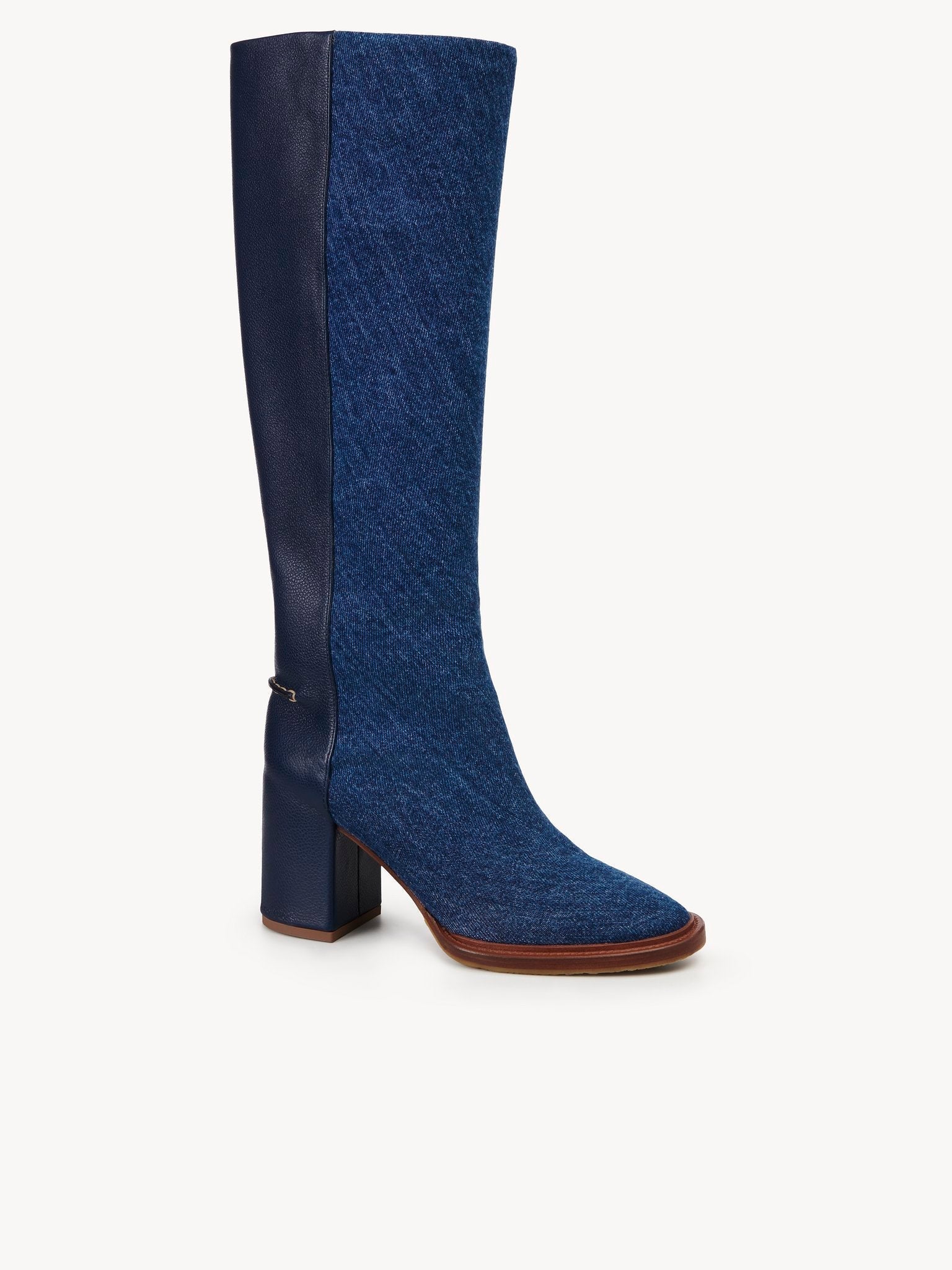Bottes à talons Edith en cuir - Dark Navy