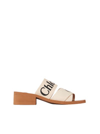 Mules Woody à talons - White
