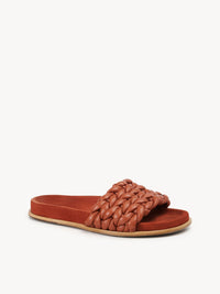 Mules plates Kacey en cuir - Terracotta Red