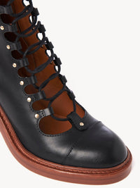 Bottes à lacets zippées en cuir - Black