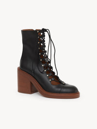 Bottes à lacets zippées en cuir - Black