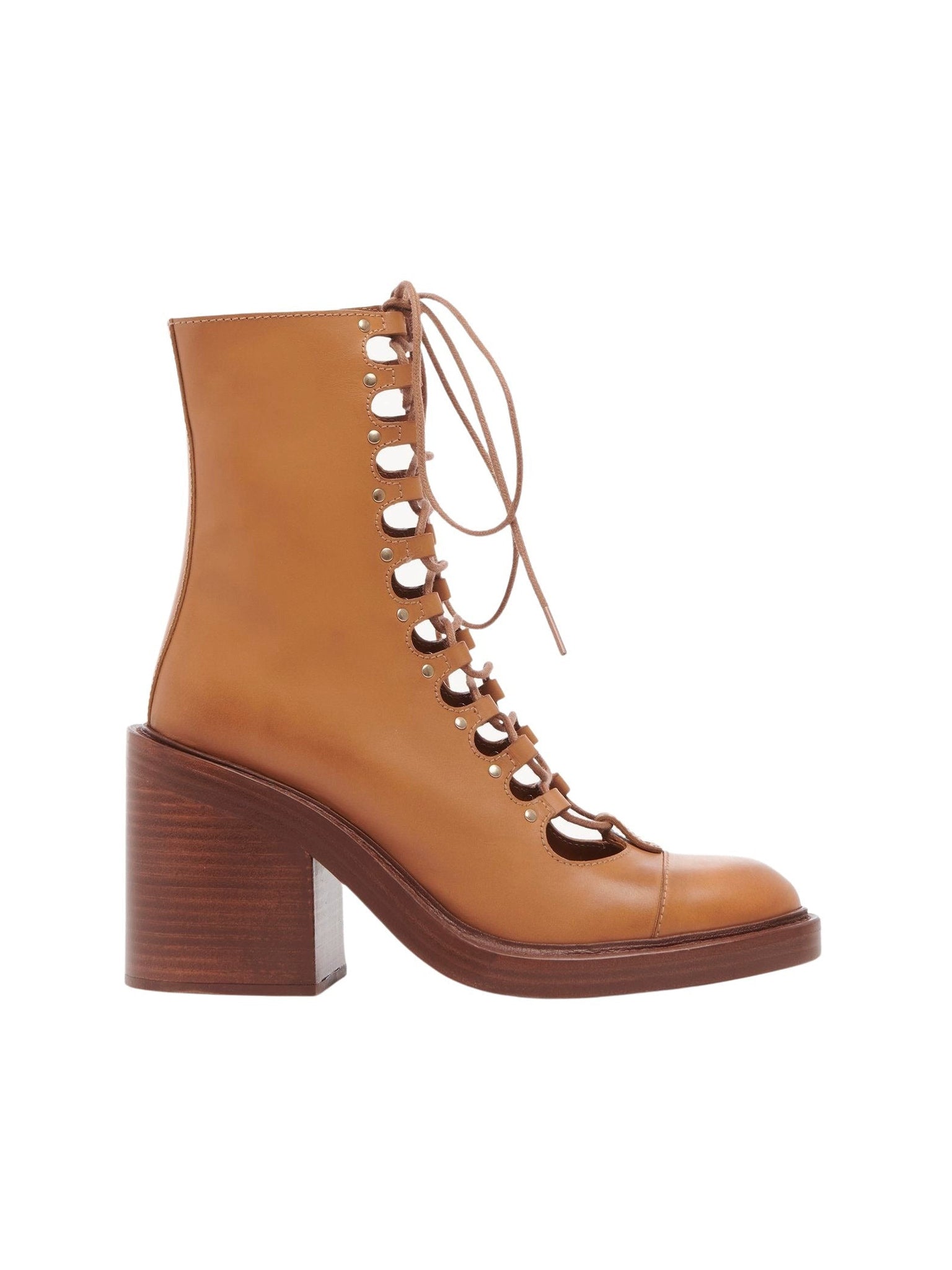 Bottes à lacets zippées en cuir - Luminous Ochre