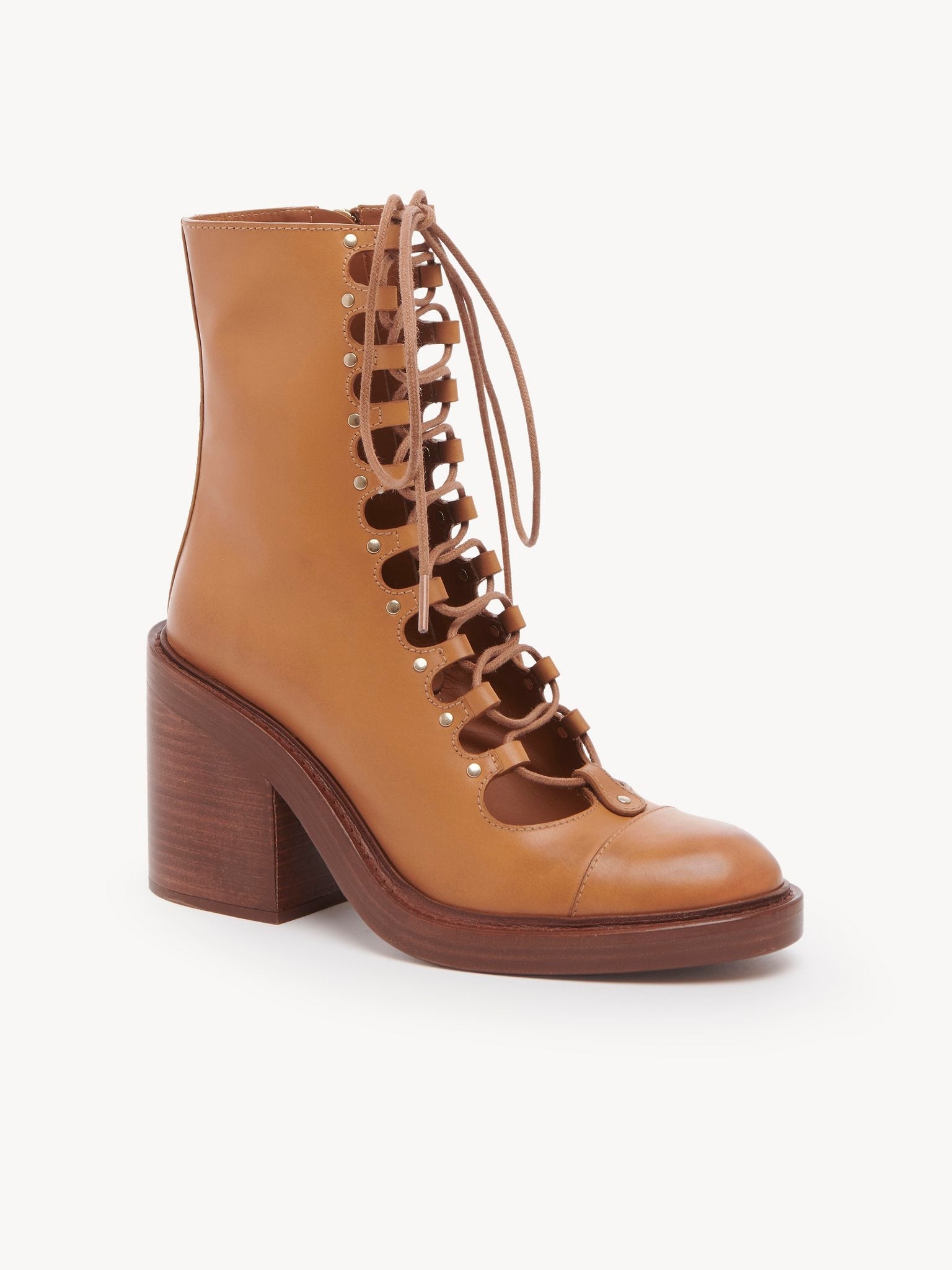 Bottes à lacets zippées en cuir - Luminous Ochre