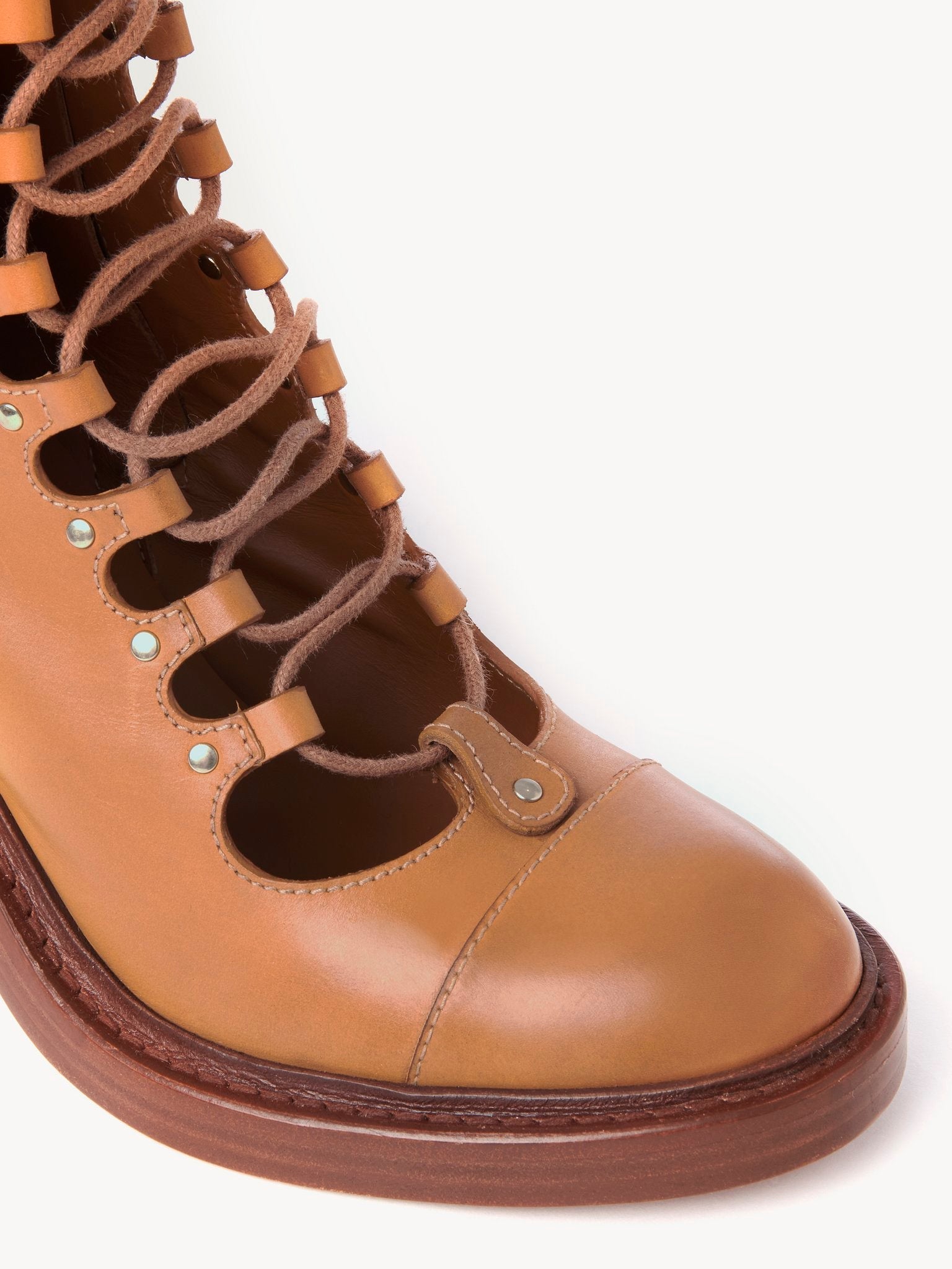 Bottes à lacets zippées en cuir - Luminous Ochre