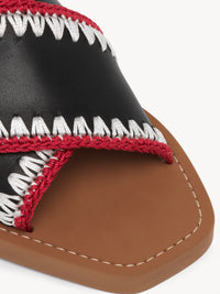 Mules plates Woody croisées en cuir - Black