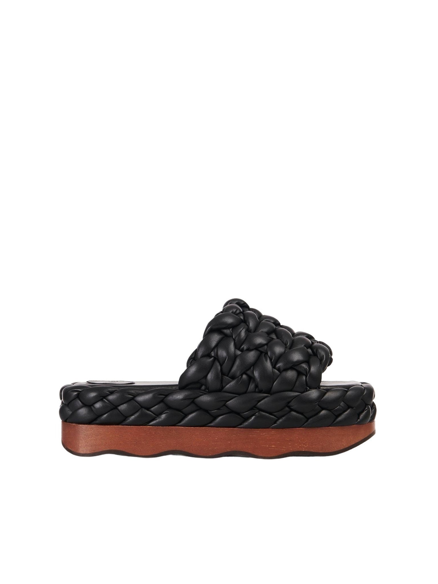 Mules compensées Wavy en cuir - Black