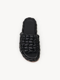 Mules compensées Wavy en cuir - Black