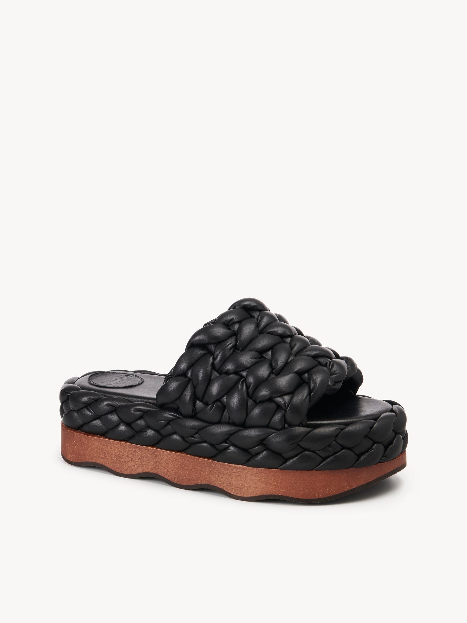 Mules compensées Wavy en cuir - Black