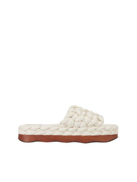 Mules compensées Wavy en cuir - Eggshell
