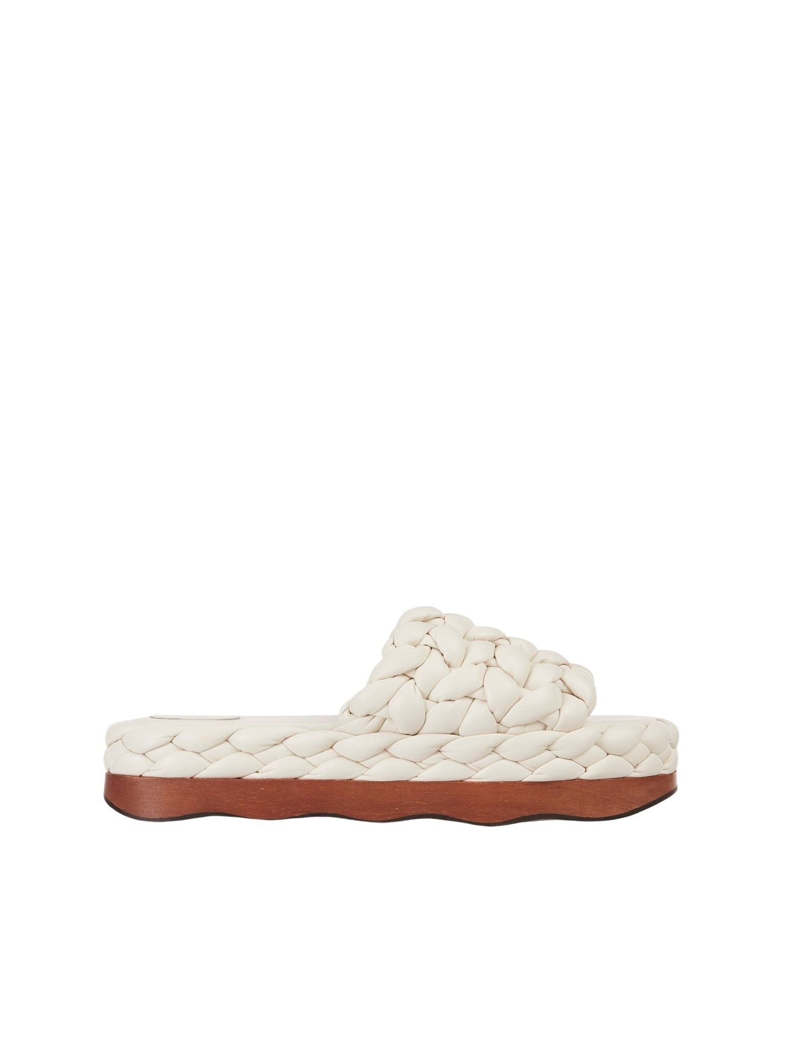 Mules compensées Wavy en cuir - Eggshell