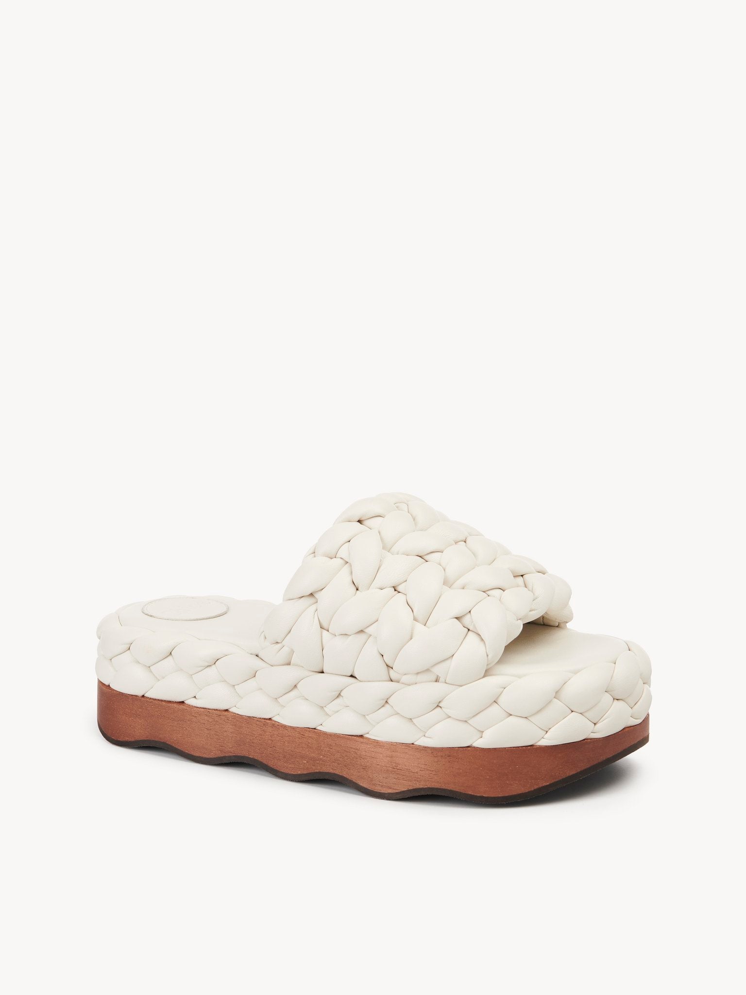 Mules compensées Wavy en cuir - Eggshell