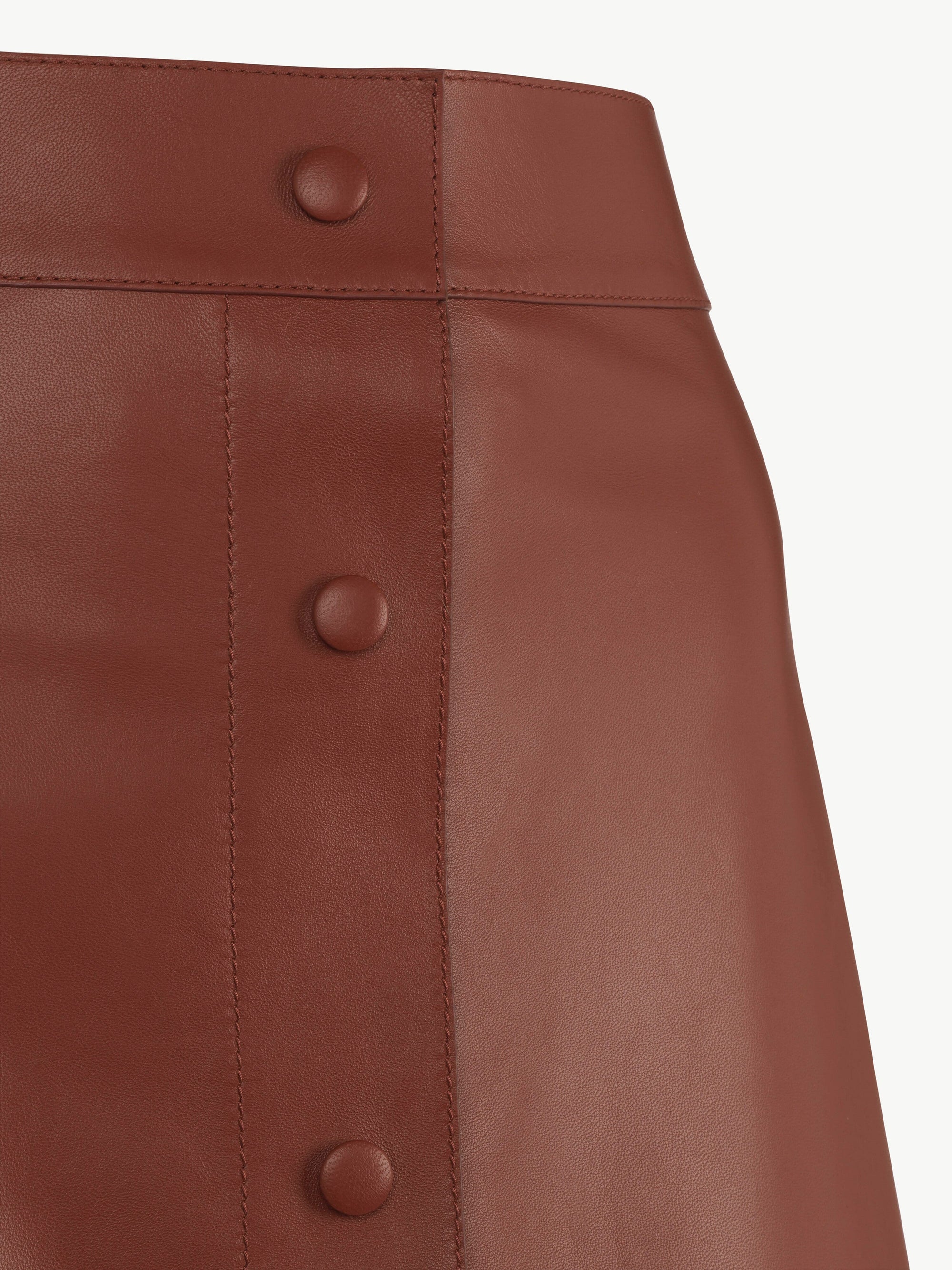 Jupe en cuir nappa super fin - Brun Intense