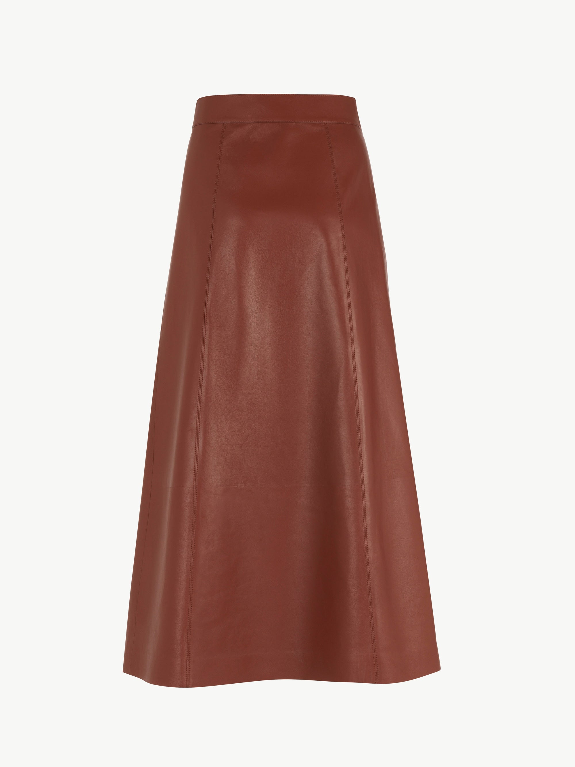 Jupe en cuir nappa super fin - Brun Intense