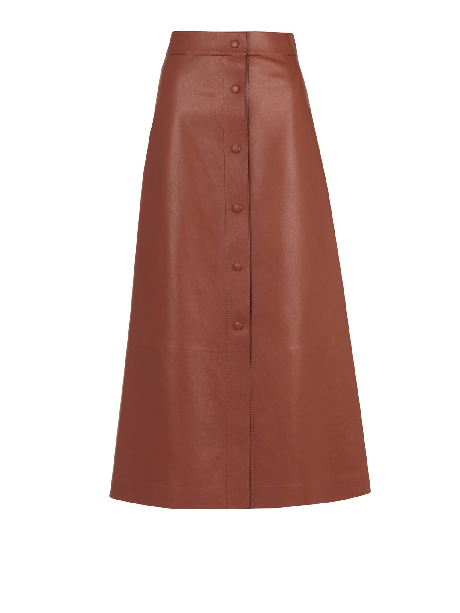 Jupe en cuir nappa super fin - Brun Intense