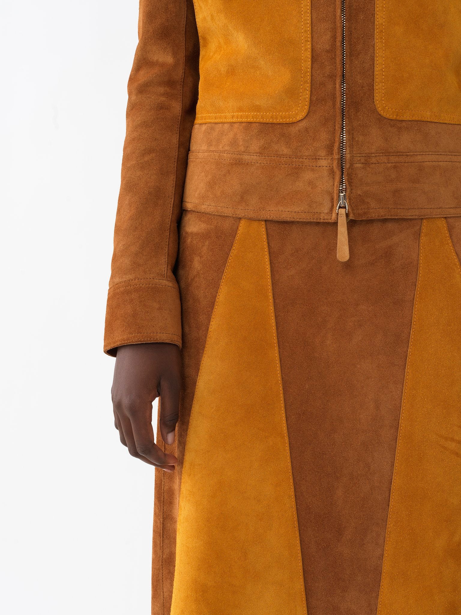 Veste courte en cuir - Brick Brown