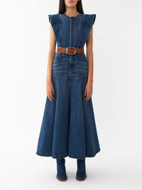 Robe trompe l’oeil évasée - Dusky Blue