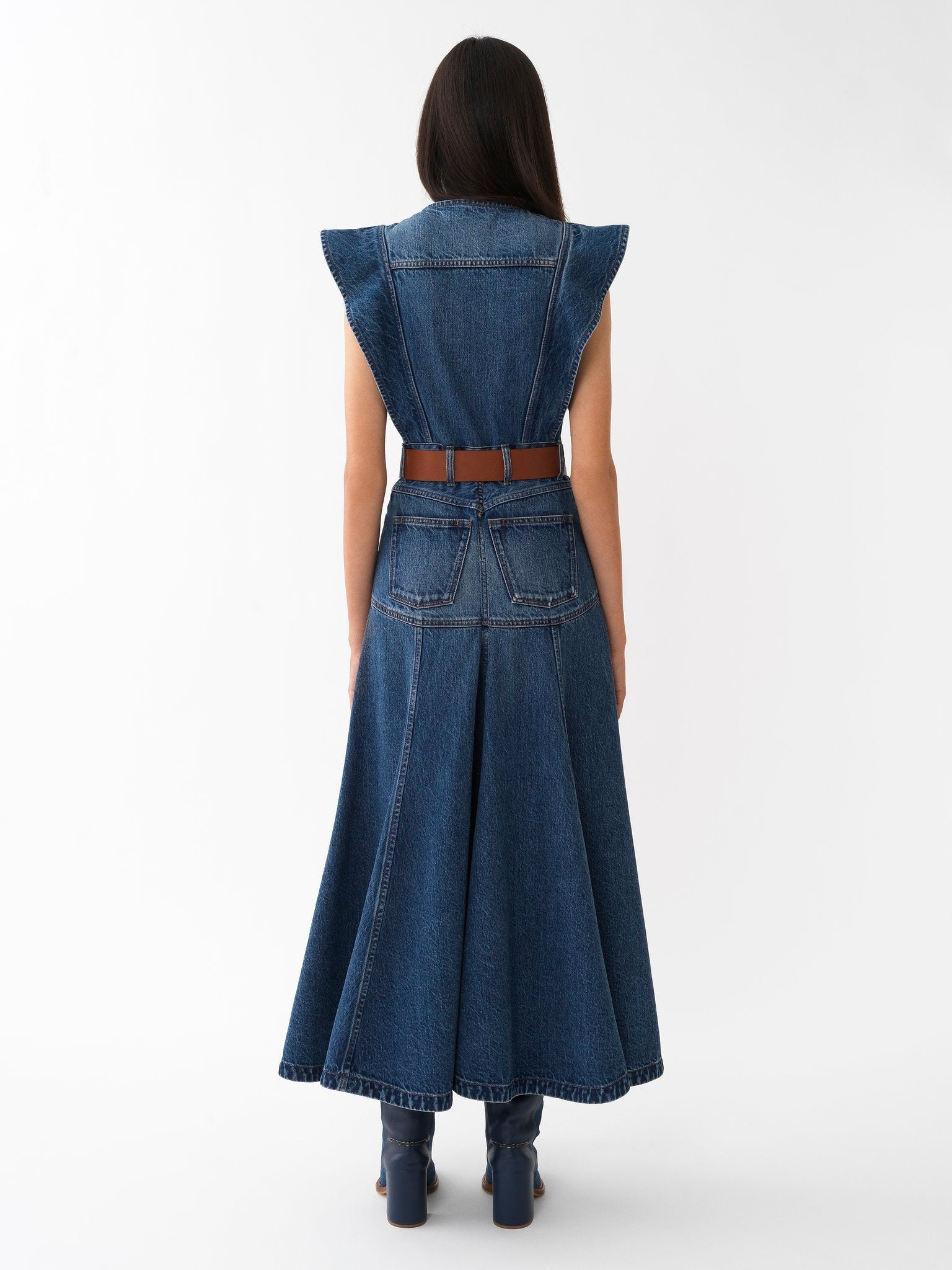 Robe trompe l’oeil évasée - Dusky Blue