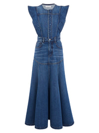 Robe trompe l’oeil évasée - Dusky Blue