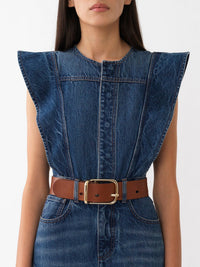 Robe trompe l’oeil évasée - Dusky Blue