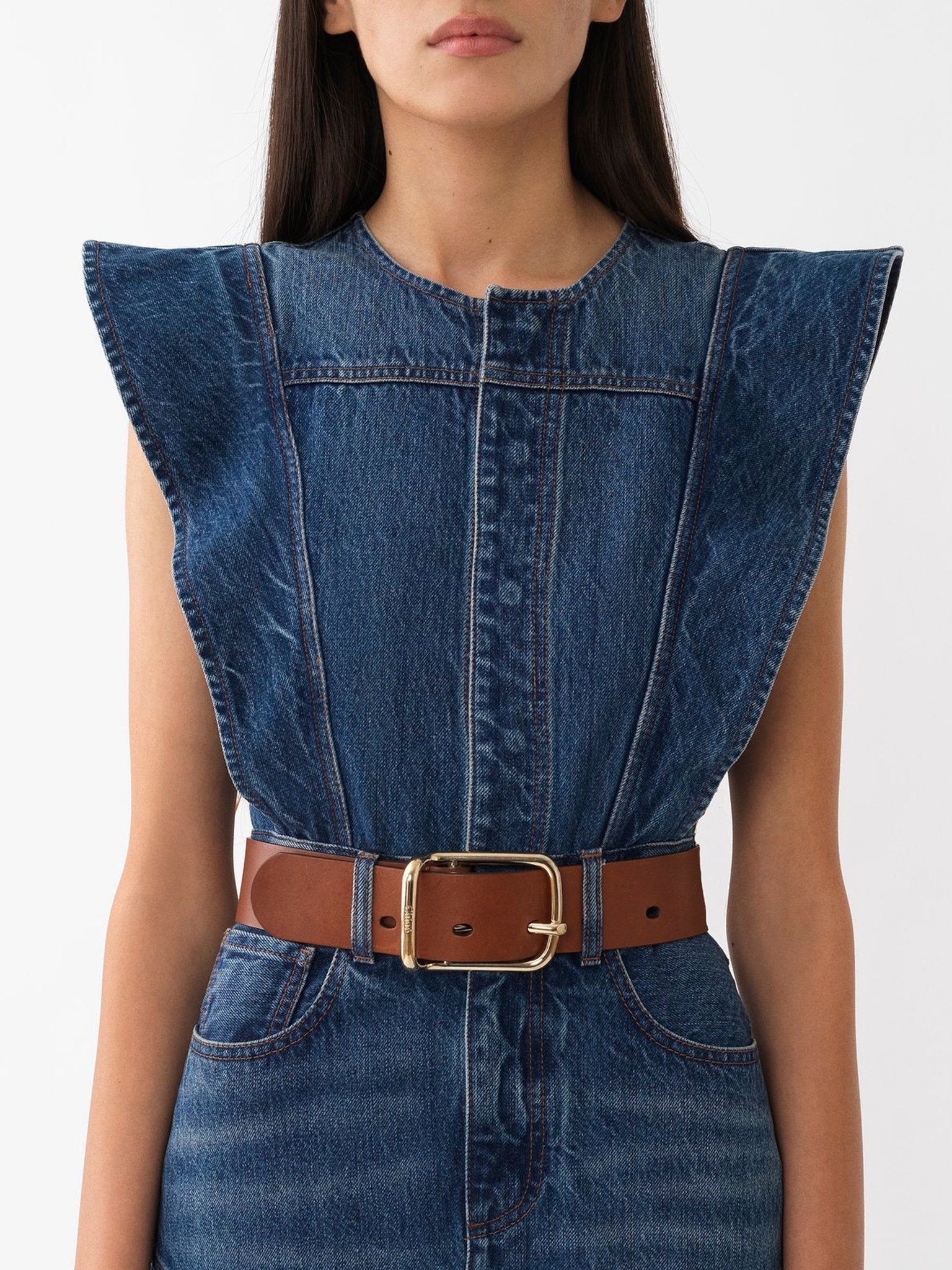 Robe trompe l’oeil évasée - Dusky Blue