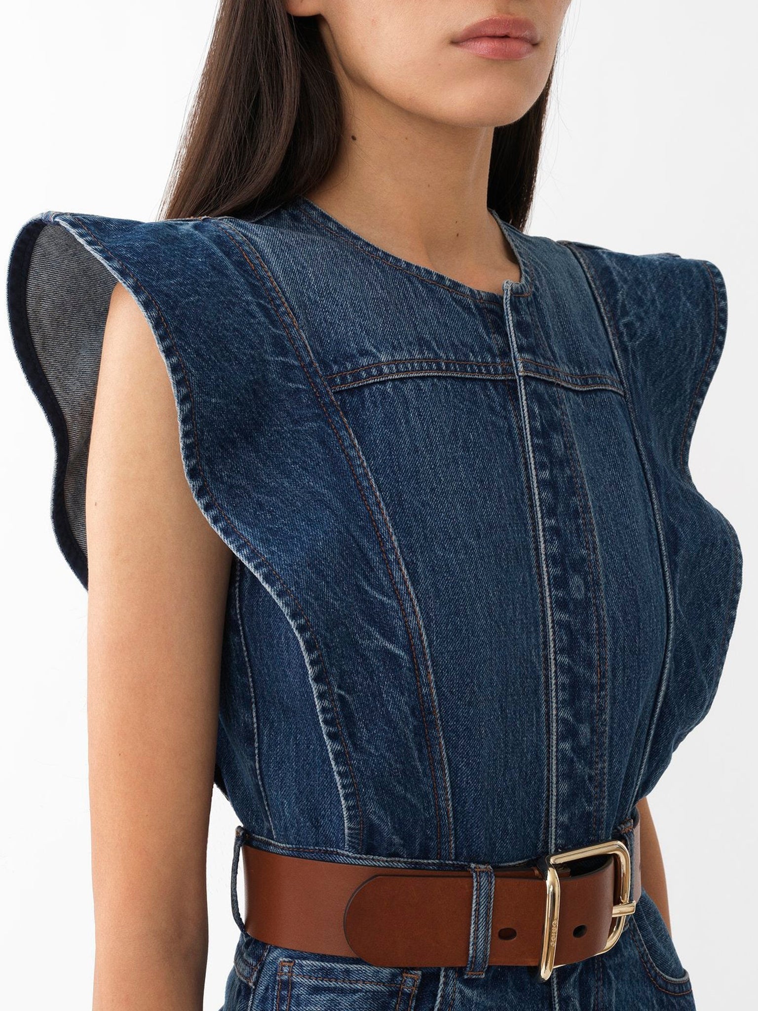 Robe trompe l’oeil évasée - Dusky Blue