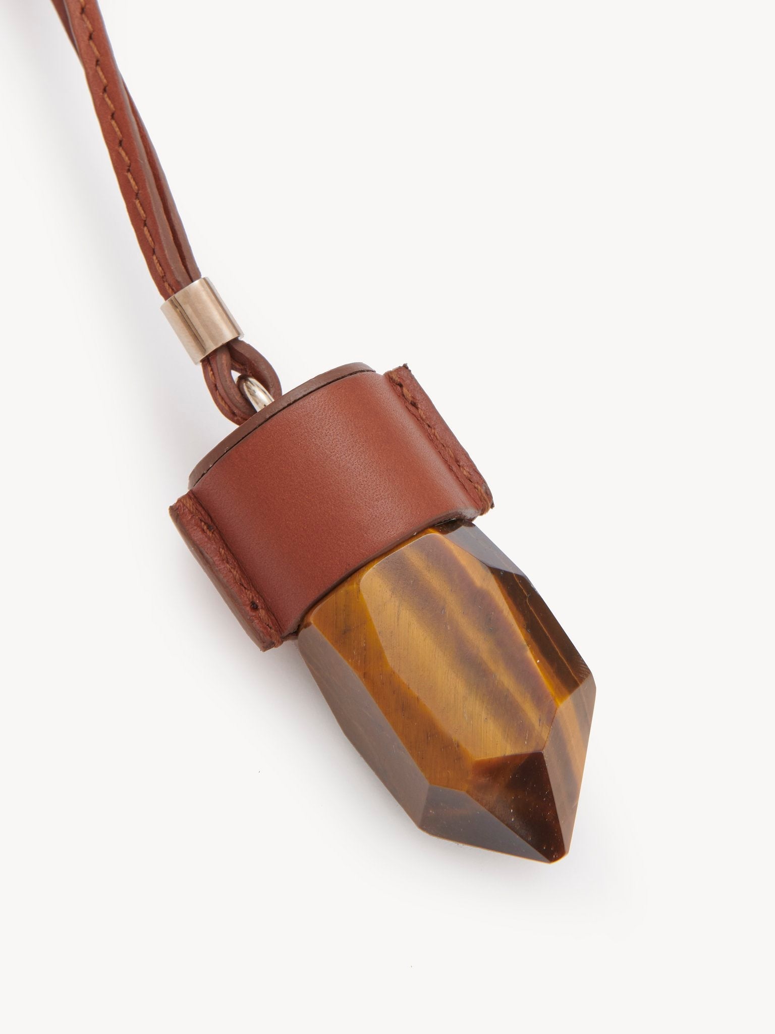 Collier Jemma en cuir et pierre semi préçieuse - Sepia Brown