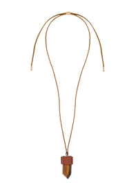Collier Jemma en cuir et pierre semi préçieuse - Sepia Brown