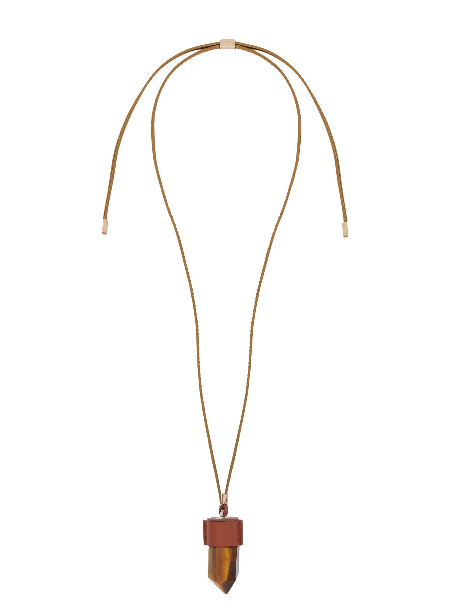 Collier Jemma en cuir et pierre semi préçieuse - Sepia Brown