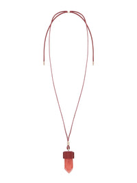 Collier moyen Jemma en cuir et pierre semi préçieuse - Burgundy
