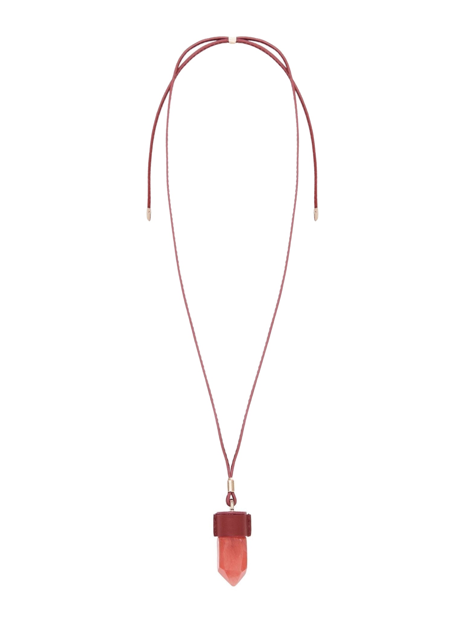 Collier moyen Jemma en cuir et pierre semi préçieuse - Burgundy