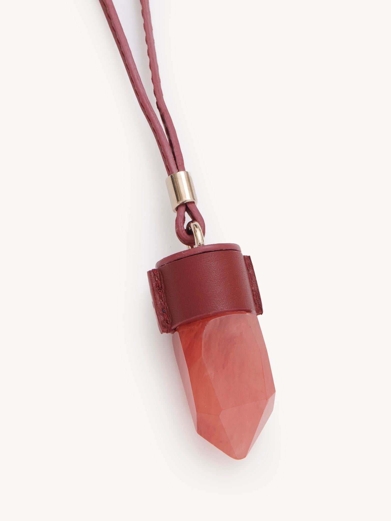 Collier moyen Jemma en cuir et pierre semi préçieuse - Burgundy