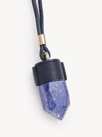 Collier moyen Jemma en cuir et pierre semi préçieuse - Iconic Navy