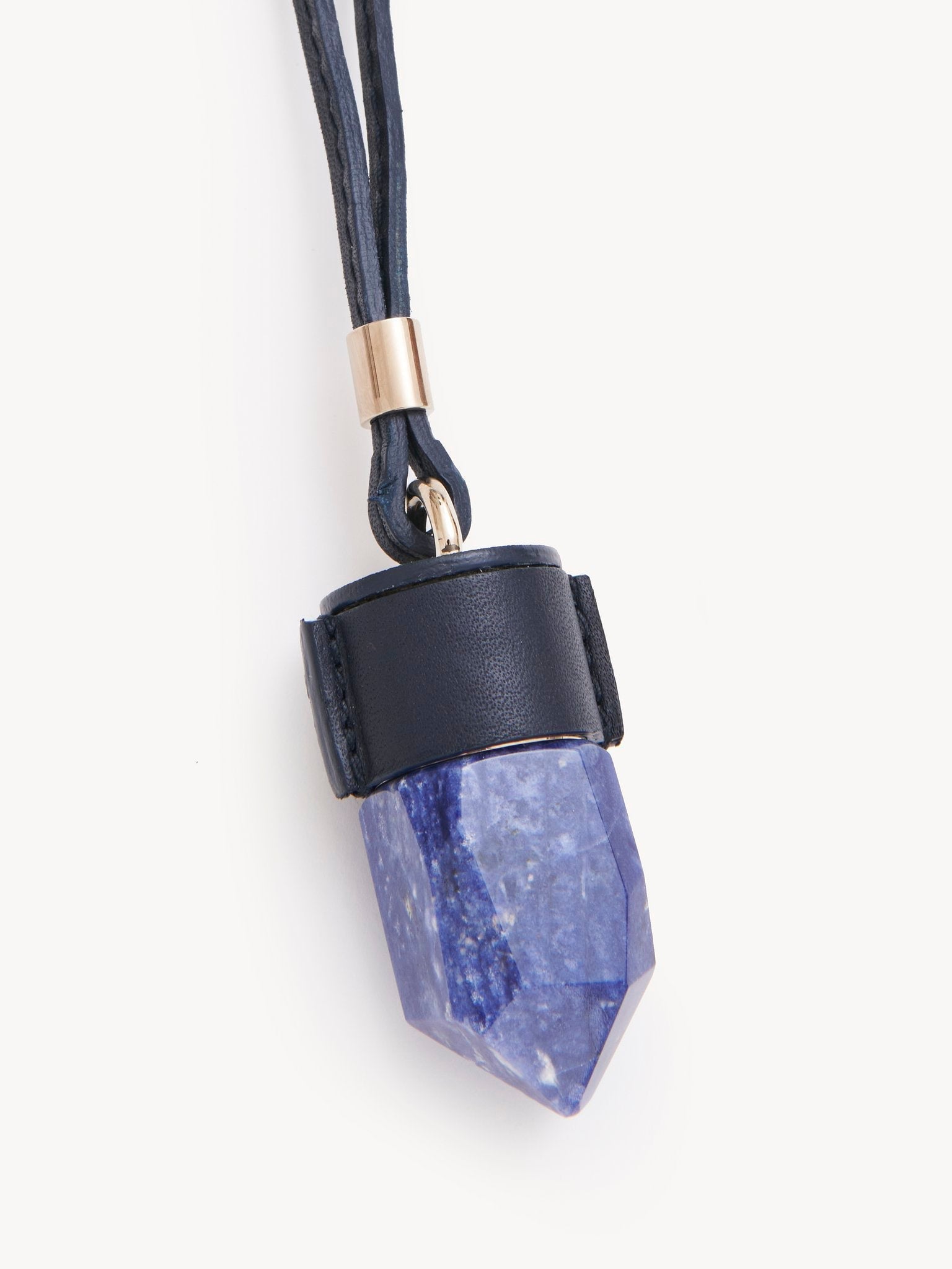 Collier moyen Jemma en cuir et pierre semi préçieuse - Iconic Navy
