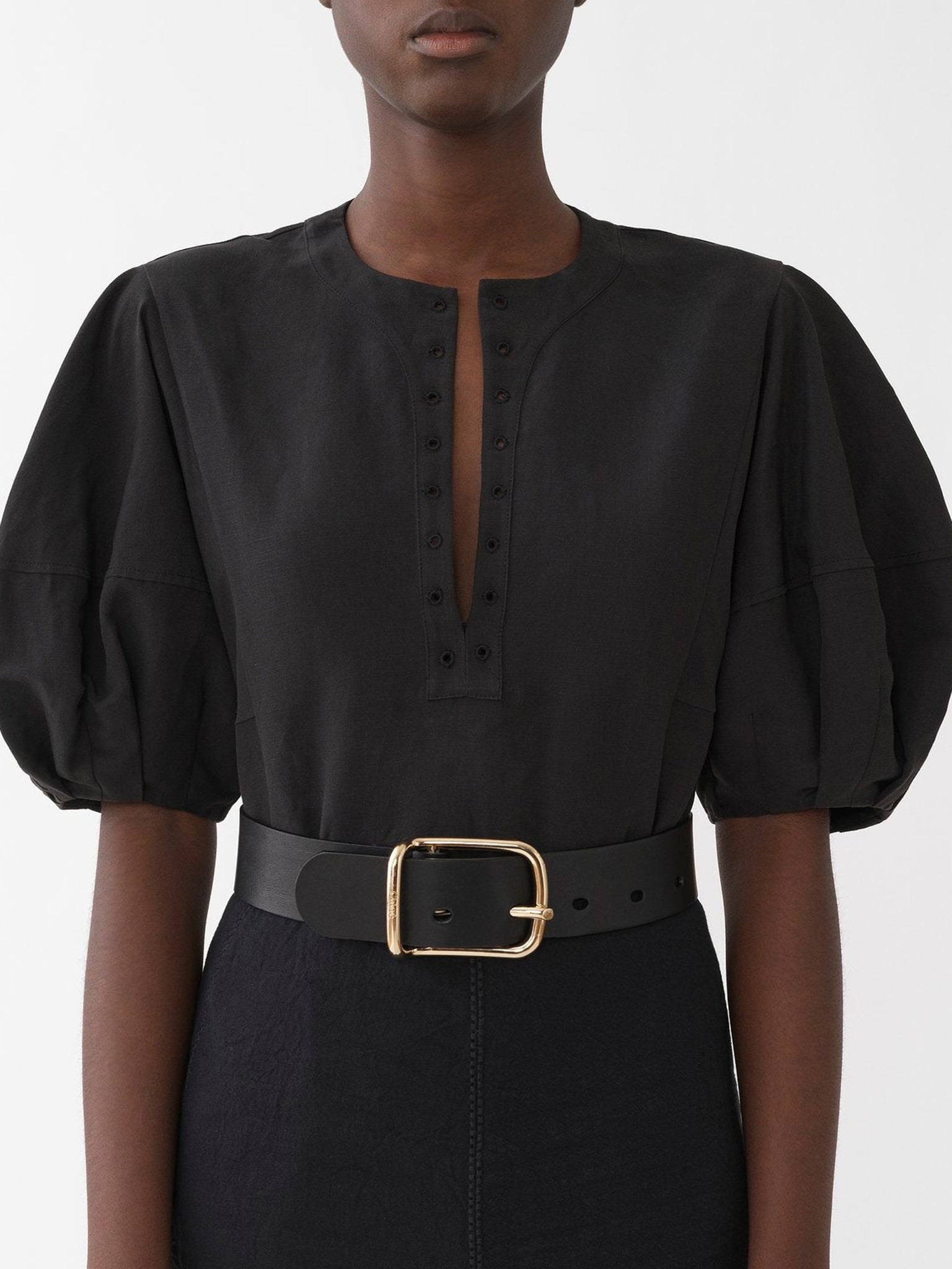 Blouse manches courtes en lin - Black