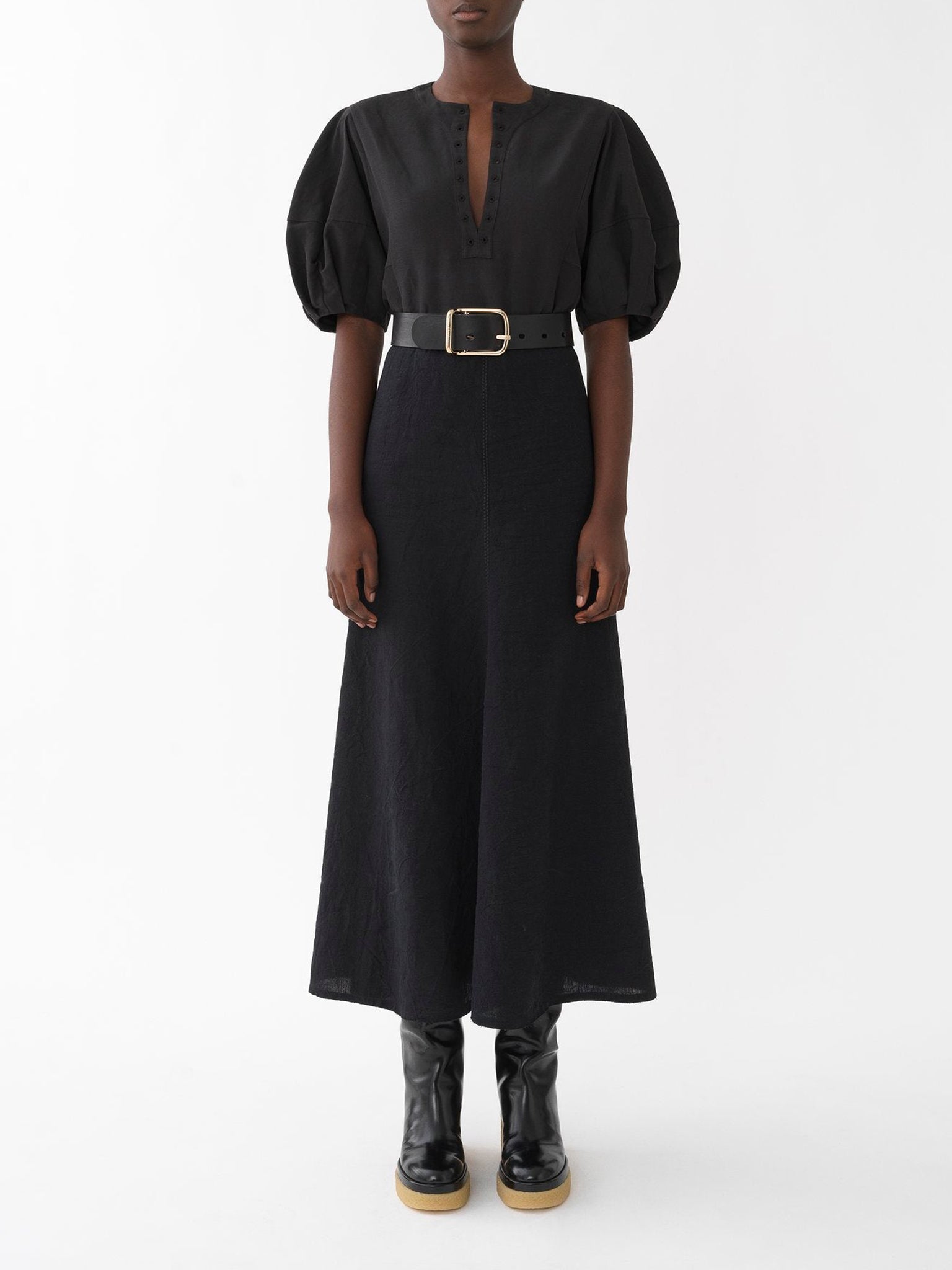 Blouse manches courtes en lin - Black