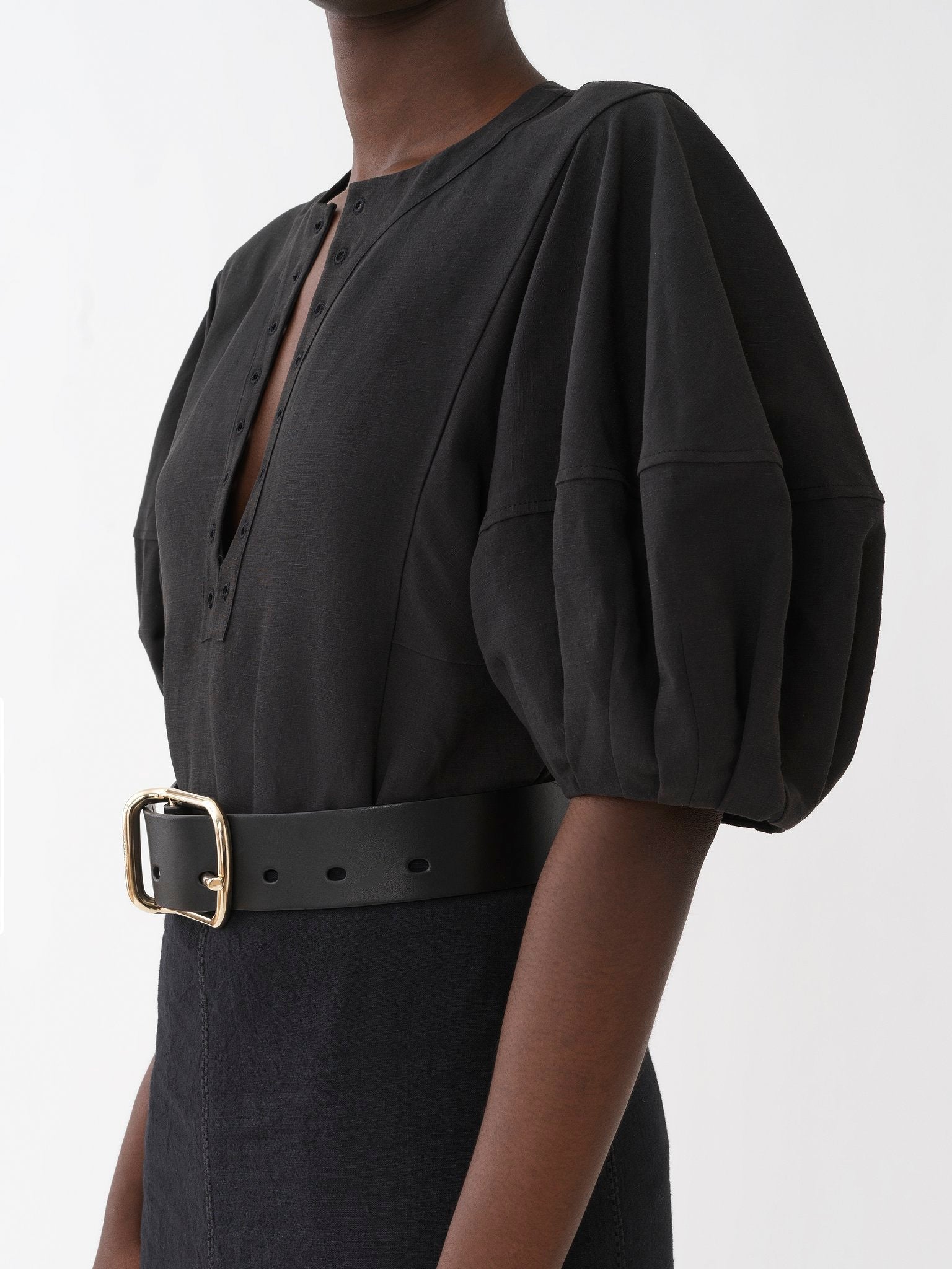 Blouse manches courtes en lin - Black