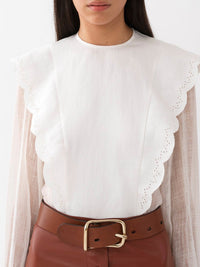 Top manches longues broderie anglaise en lin - Iconic Milk