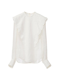 Top manches longues broderie anglaise en lin - Iconic Milk