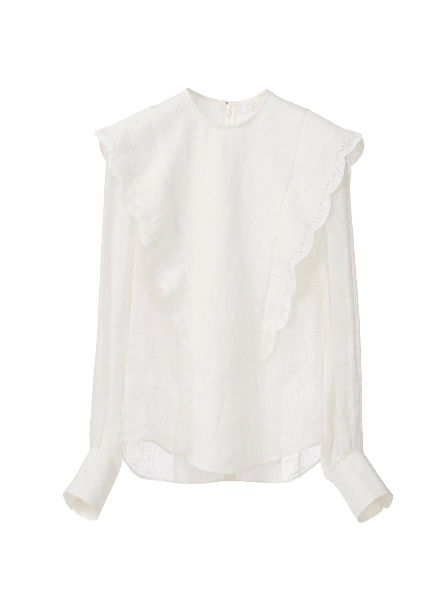 Top manches longues broderie anglaise en lin - Iconic Milk
