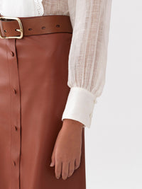 Top manches longues broderie anglaise en lin - Iconic Milk