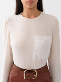 Top manches longues en soie - Dusty White