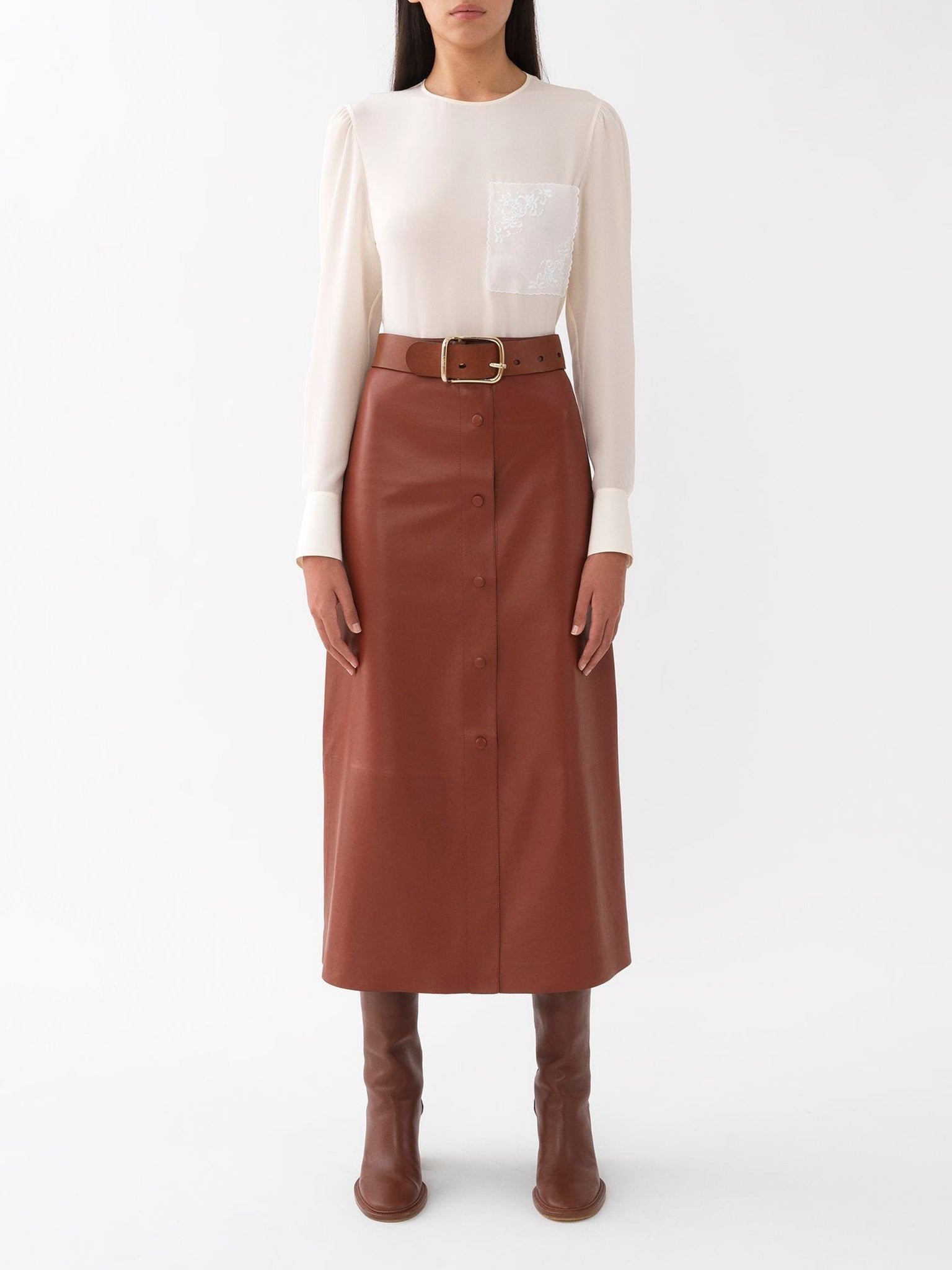 Top manches longues en soie - Dusty White