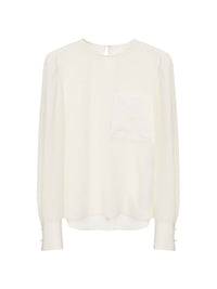 Top manches longues en soie - Dusty White