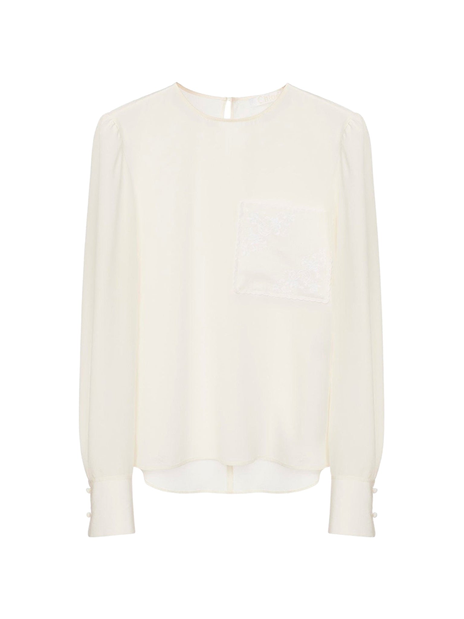 Top manches longues en soie - Dusty White