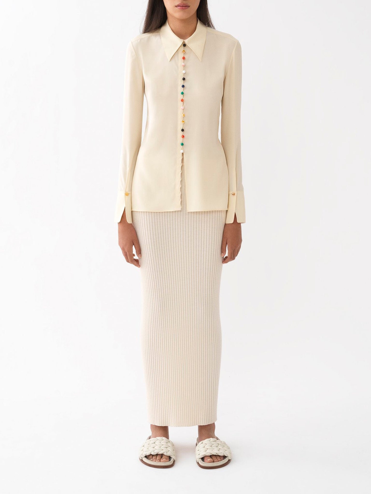 Chemise classique en soie - Seedpearl Beige