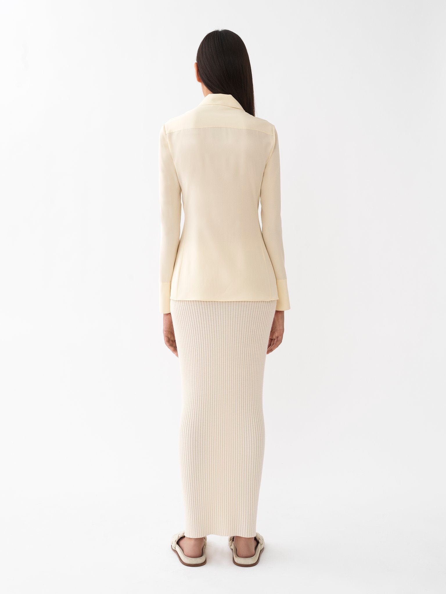 Chemise classique en soie - Seedpearl Beige