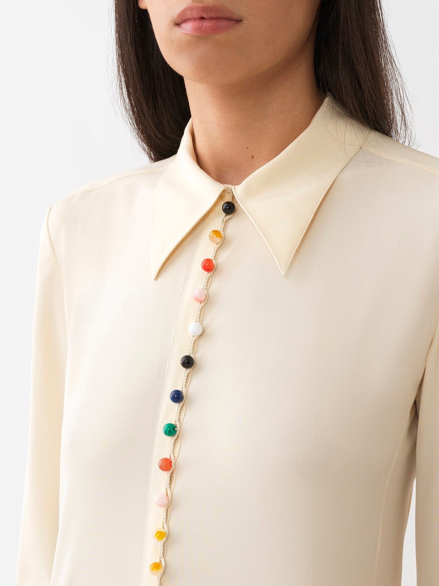 Chemise classique en soie - Seedpearl Beige
