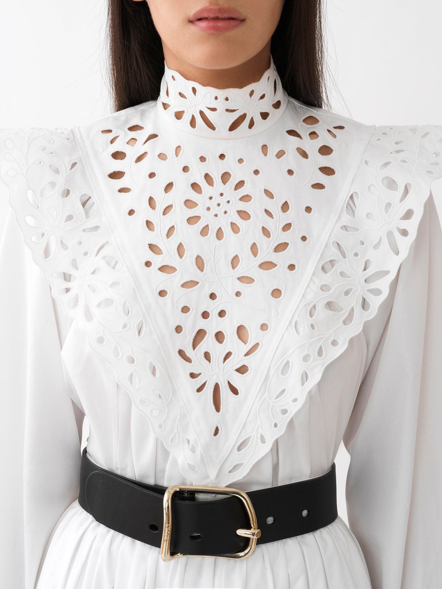 Blouse à col montant - White