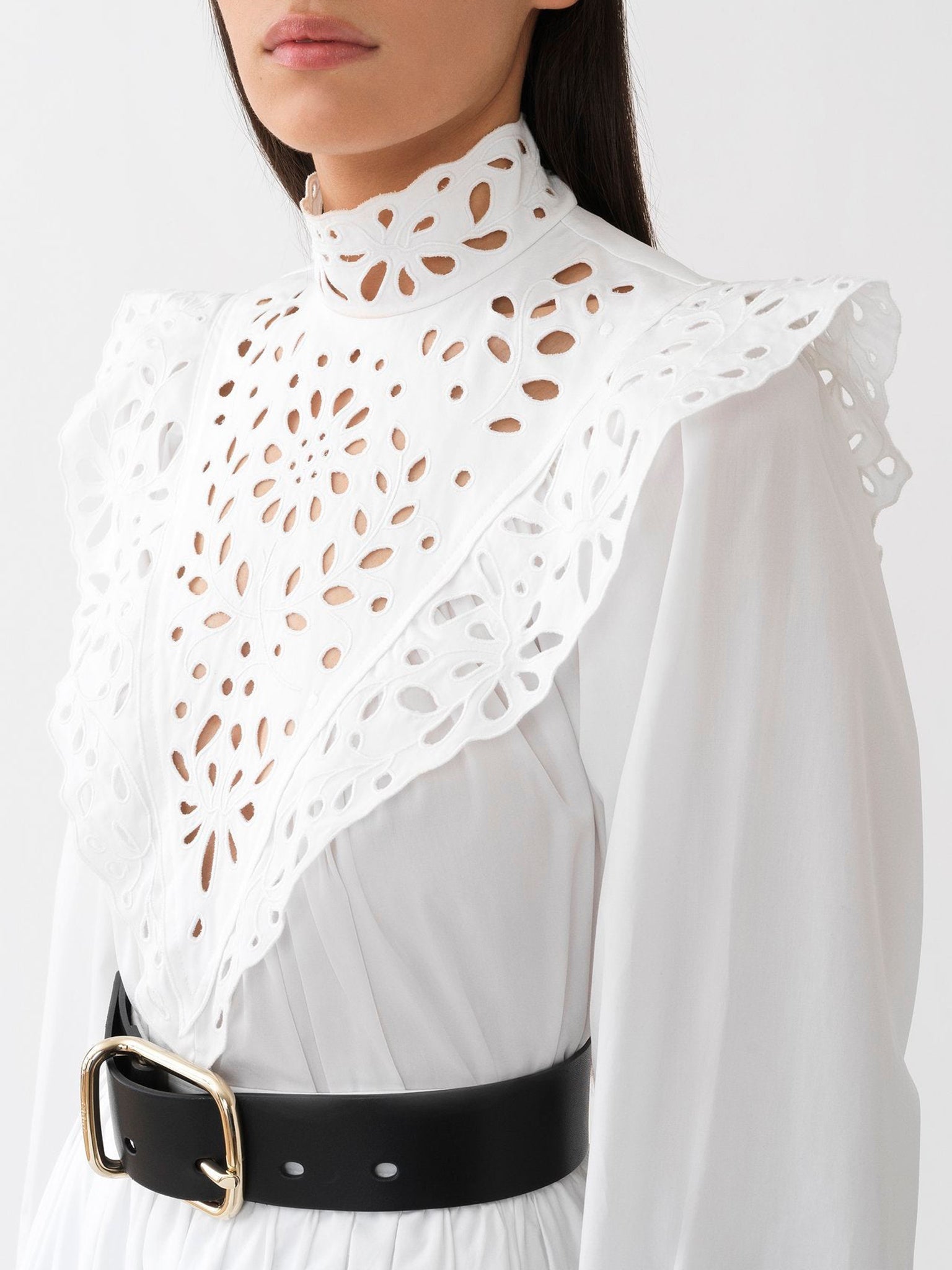 Blouse à col montant - White